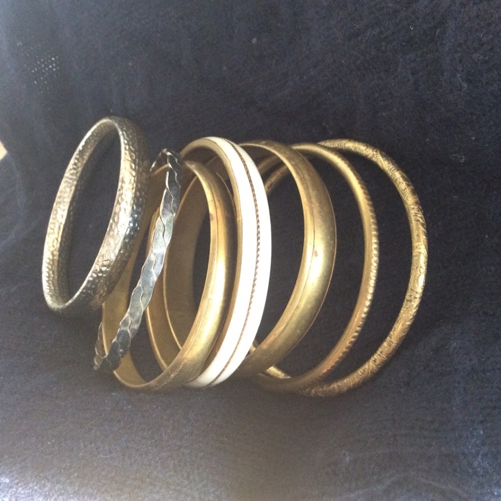 Bundle Lot 11 Bracelets, brass/silver/colorful